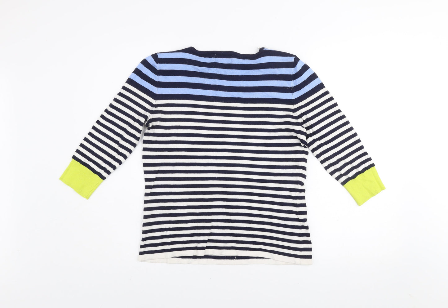 Savida Women’s Multicoloured Striped 3/4 Sleeve Boat Neck Pullover Jumper Size S