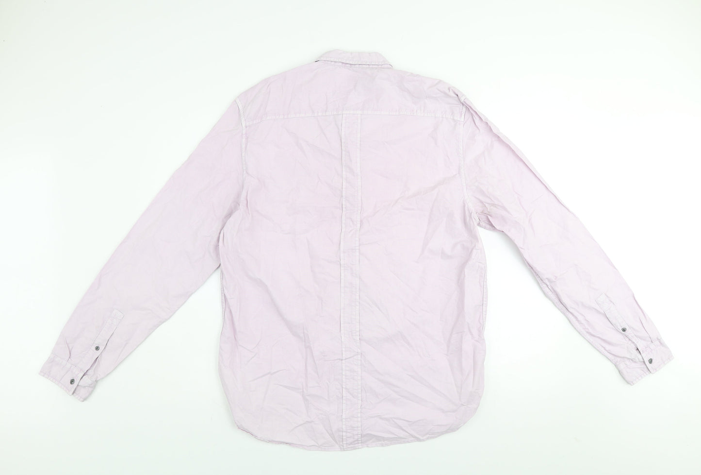River Island Men's Pink Long Sleeve Cotton Button-Up Shirt Size L