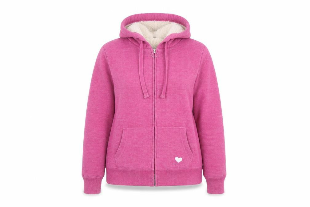 Fishbone Women Pink Medium Hooded Full Zip Fleece Lined Jacket