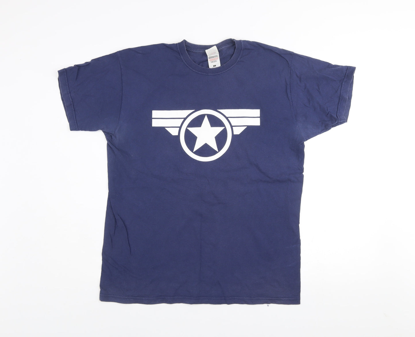 Fruit of the Loom Men's Blue Cotton Graphic Print T-Shirt M
