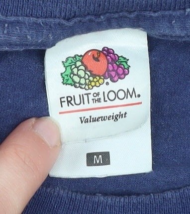 Fruit of the Loom Men's Blue Cotton Graphic Print T-Shirt M