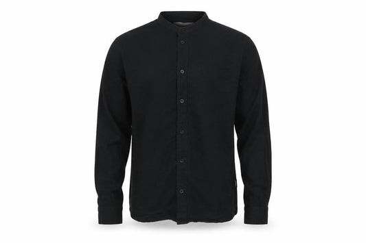 Dedicated Men's Black Organic Cotton Band Collar Long Sleeve Shirt Medium