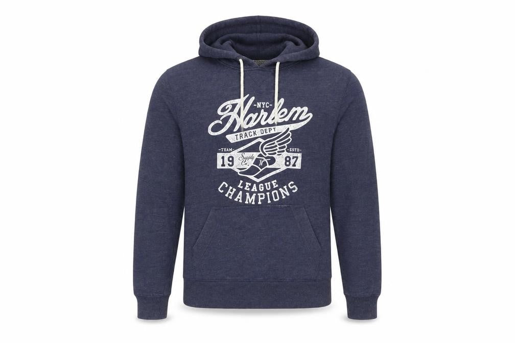 Dunnes Men's Blue Pullover Hoodie L Graphic Print League Champions