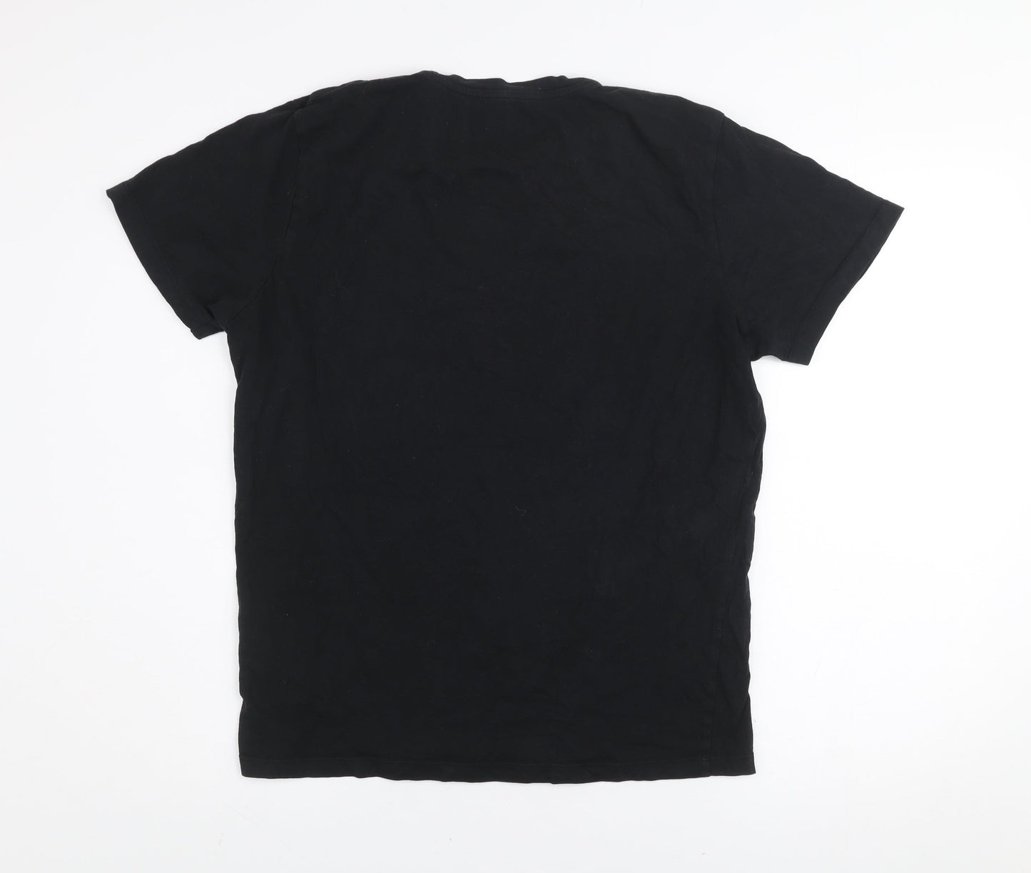 Jack & Jones Mens Black Regular Fit Cotton Crew Neck T-Shirt M