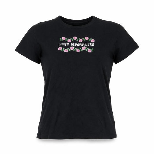 Urban Outfitters Womens Black S Embroidered Funny Cotton T-Shirt