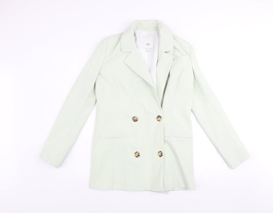 River Island Women’s Green Blazer Size 6 Double Breasted Jacket