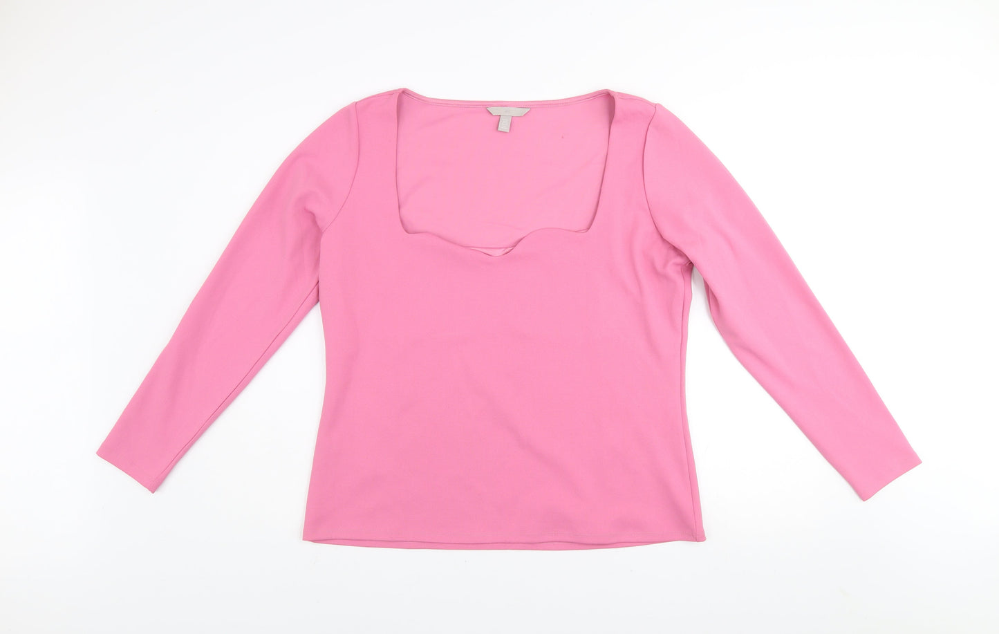 H&M Women's Pink XL Long Sleeve Square Neck Stretch Top