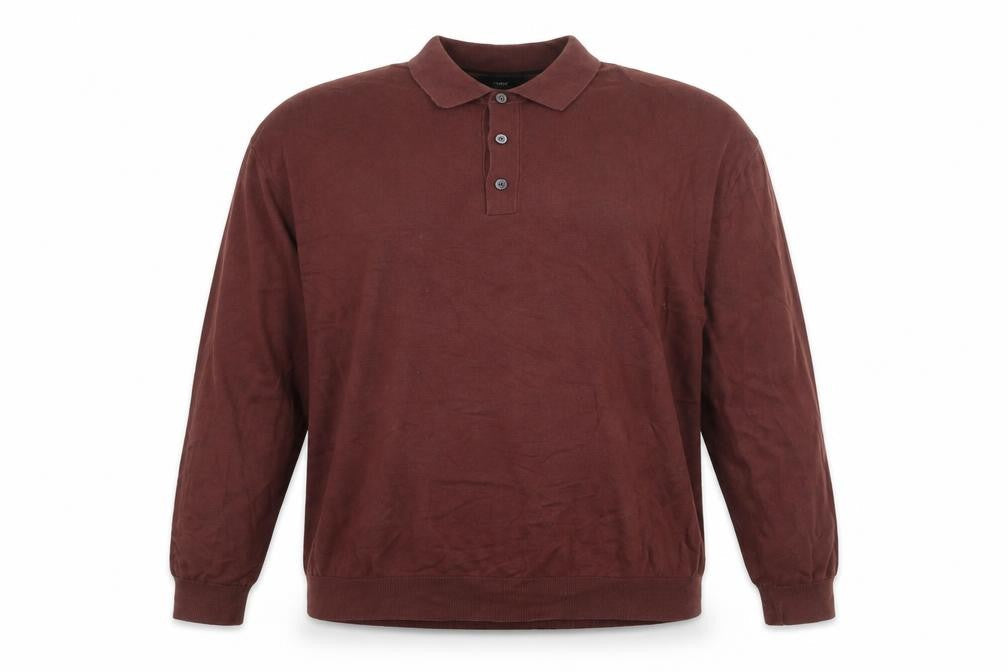 Next Men’s Brown Collared Henley Cotton Jumper XL Regular Fit
