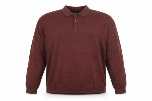 Next Men’s Brown Collared Henley Cotton Jumper XL Regular Fit