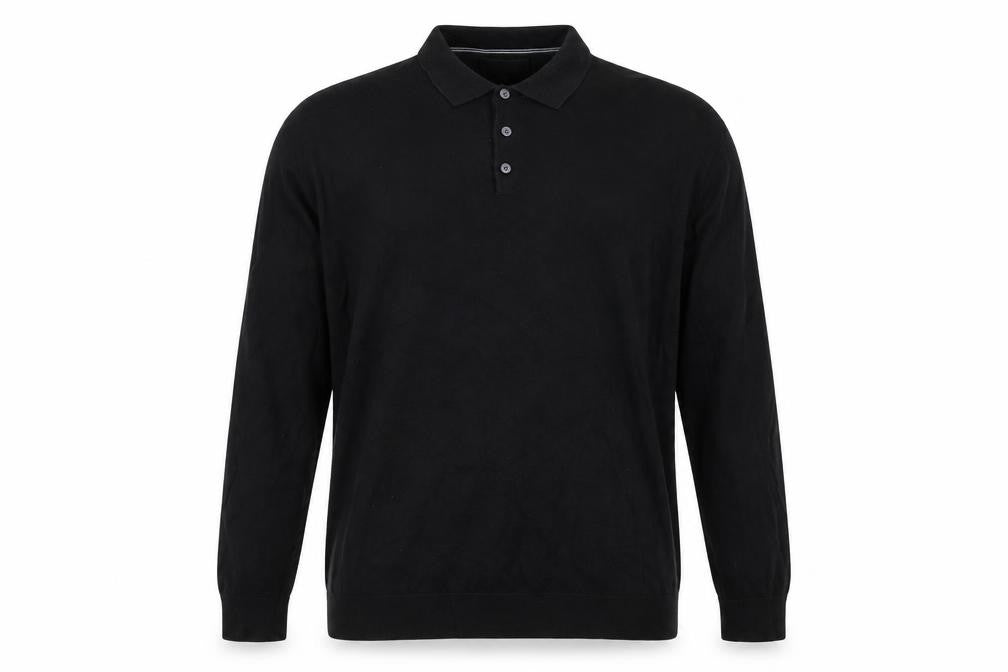 NEXT Men's Black Cotton Knit Collared Henley Jumper XL