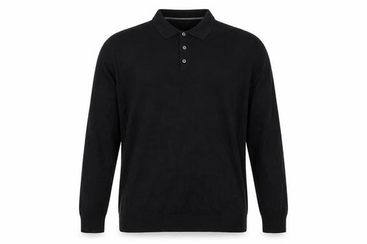 Next Men's Black Cotton Knit Collared Henley Jumper XL