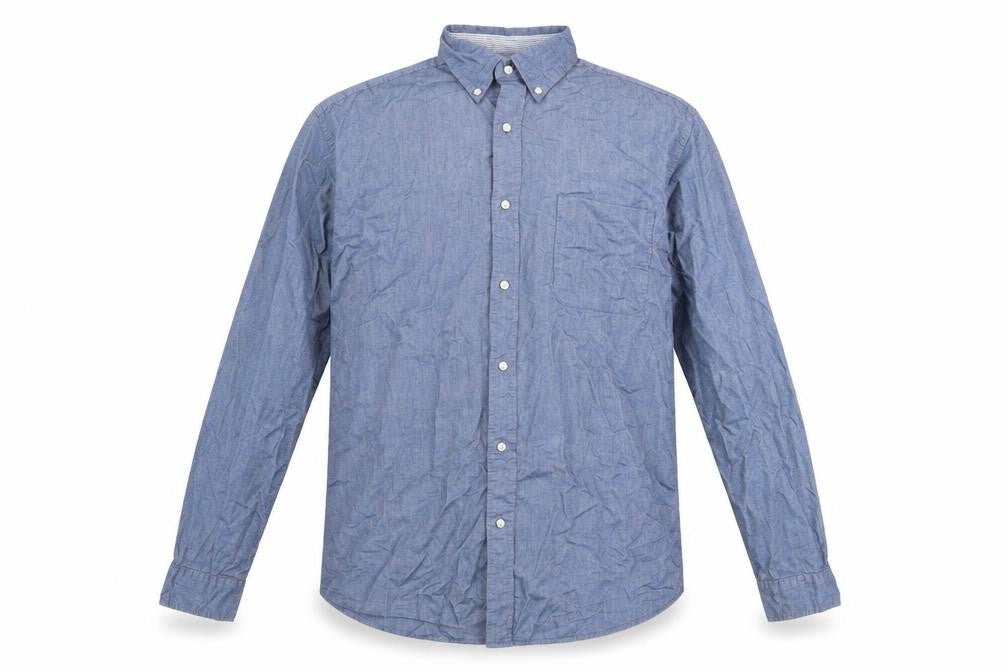 Next Men's Blue Cotton Button-Down Long Sleeve Shirt XL