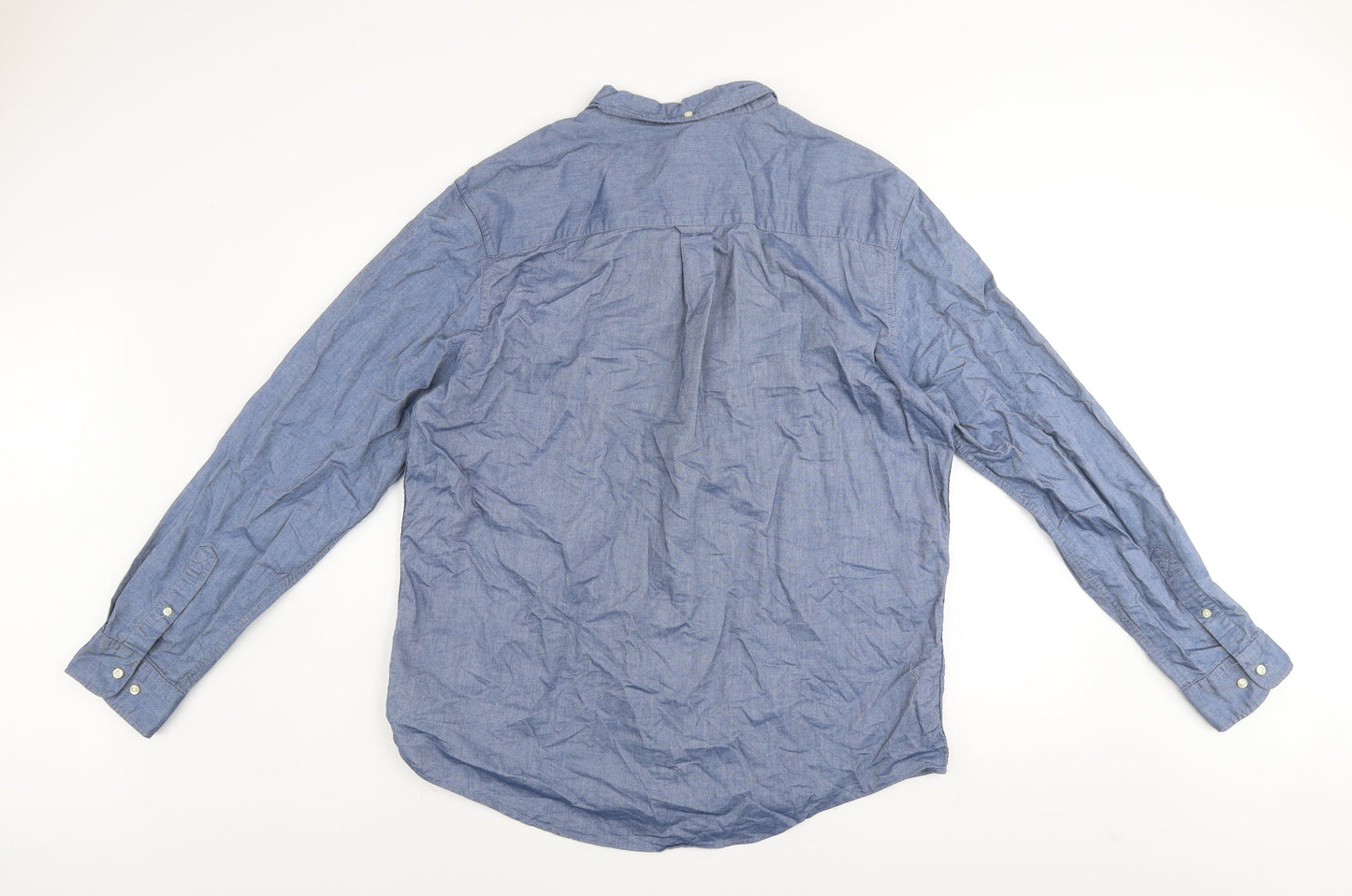 Next Men's Blue Cotton Button-Down Long Sleeve Shirt XL