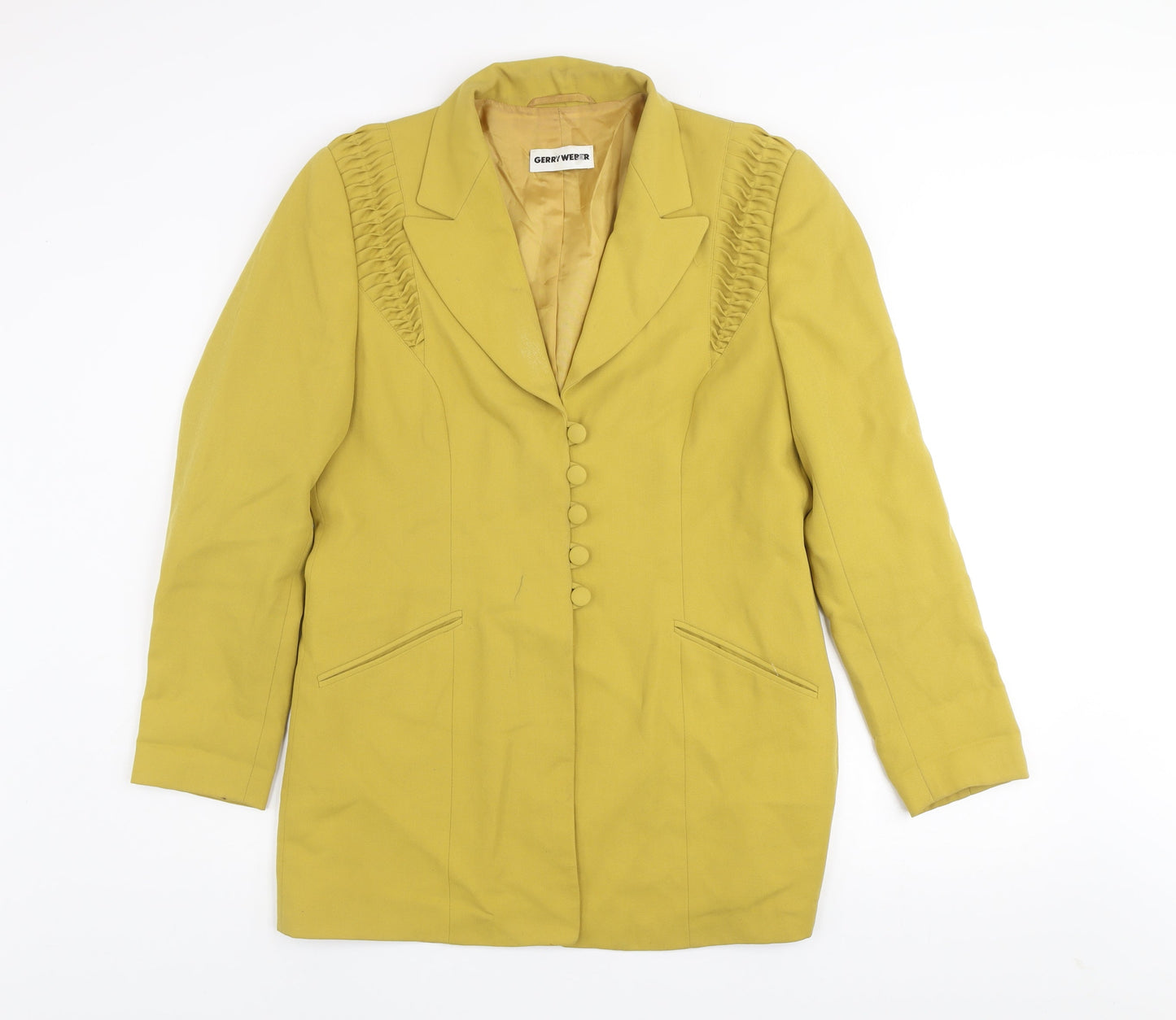Gerry Weber Women's Yellow Cotton Blend Blazer Size 10