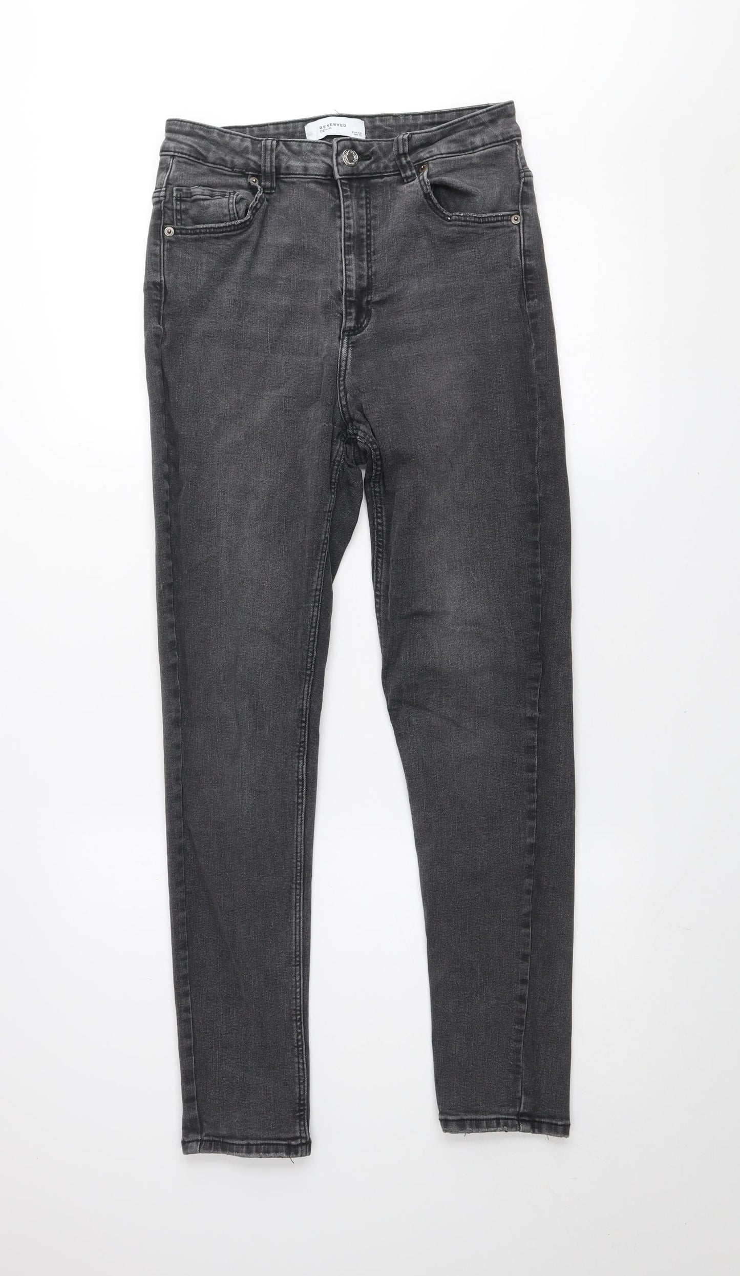 Reserved Grey Denim Skinny Jeans Slim Fit UK 12 Unisex