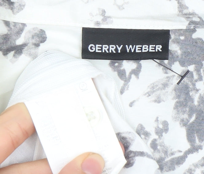 Gerry Weber Women's White Floral Ruffle 3/4 Sleeve Wrap Blouse Size 14