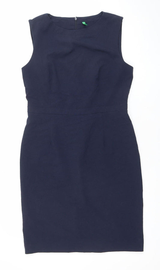 United Colors of Benetton Women's Blue Sleeveless Sheath Dress Size 12