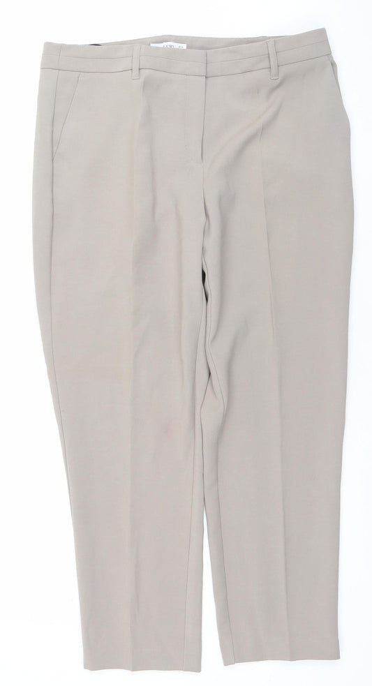 Gallery Women Beige Size 12 Straight Leg Polyester Blend Trousers