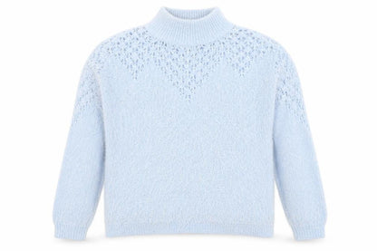 Gallery Women's Blue High Neck Chunky Knit Jumper Size 12