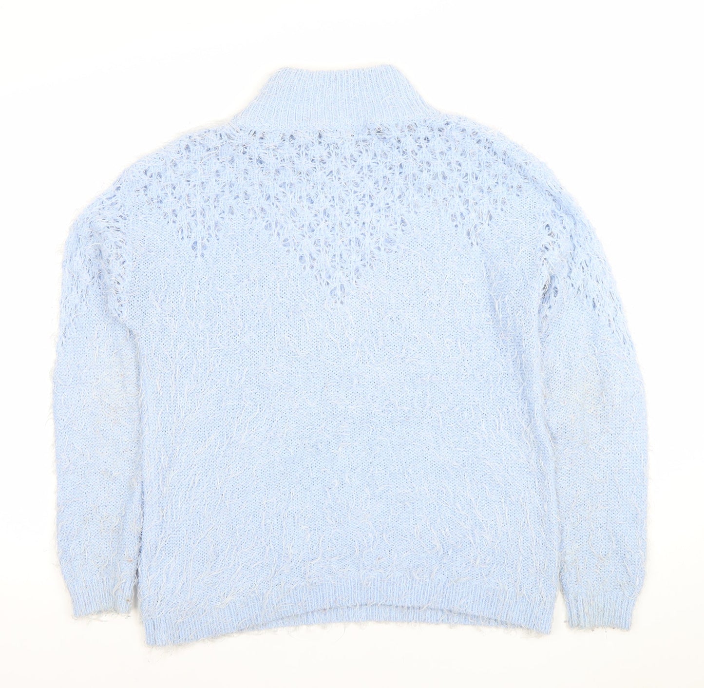 Gallery Women's Blue High Neck Chunky Knit Jumper Size 12