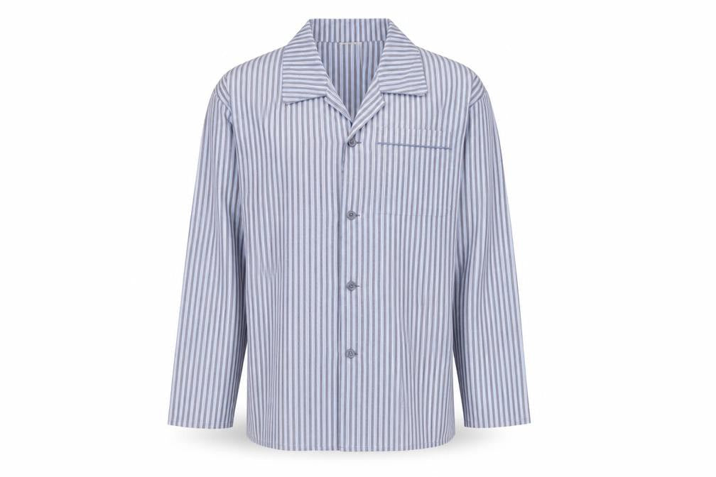 Dunnes Men's Blue Striped Cotton Long Sleeve Pyjama Top XL