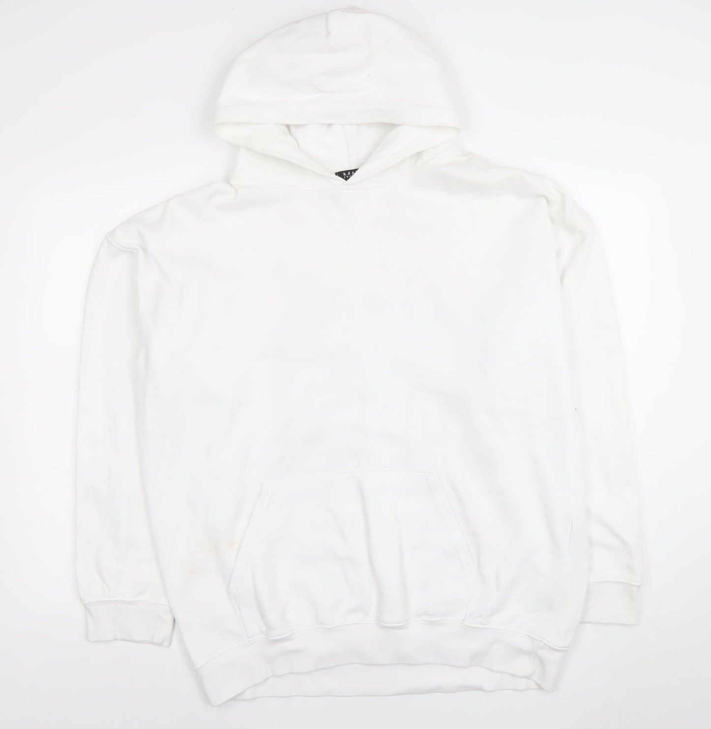 boohooMAN Men's White Graphic Print Pullover Hoodie Size M