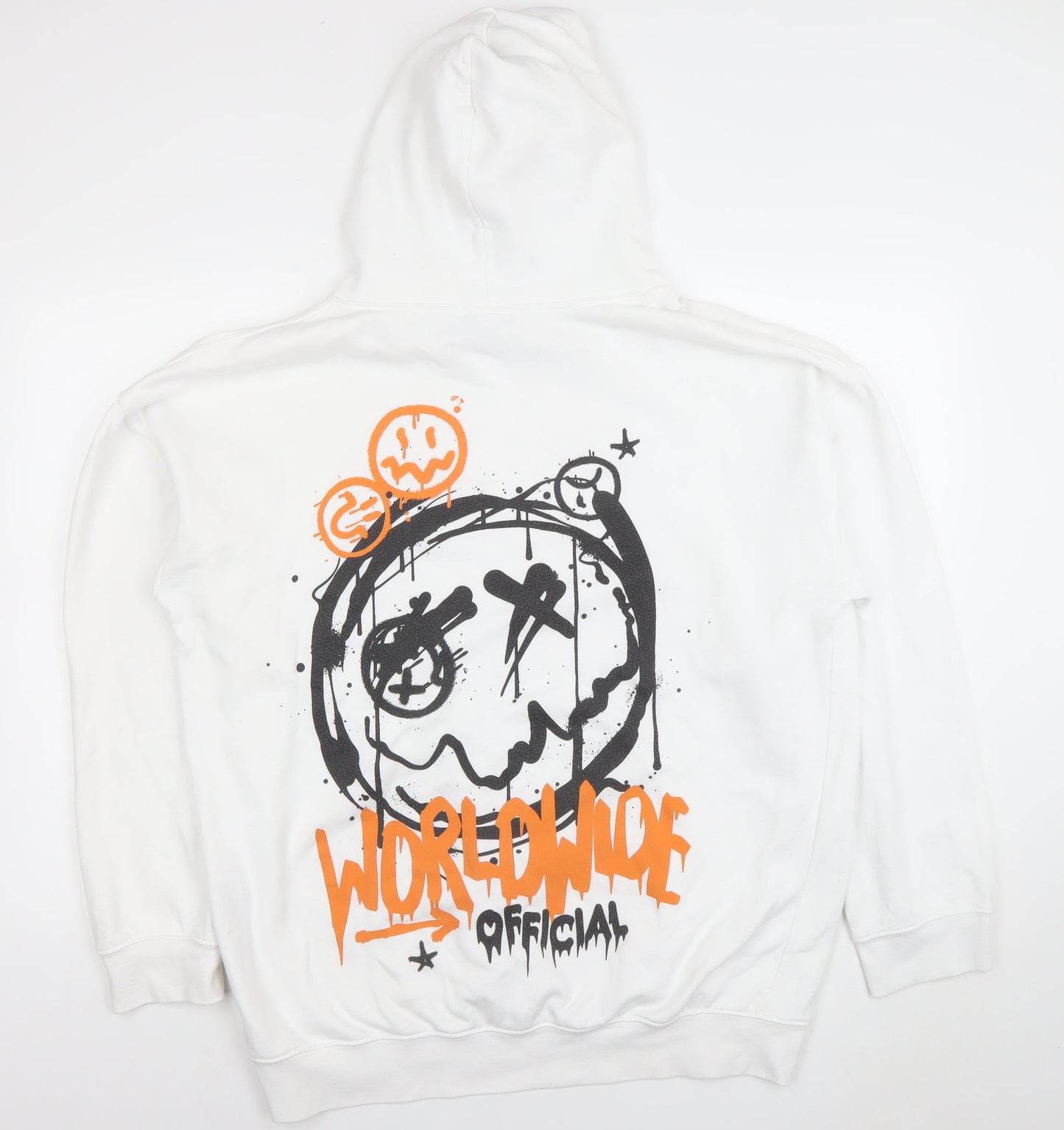boohooMAN Men's White Graphic Print Pullover Hoodie Size M