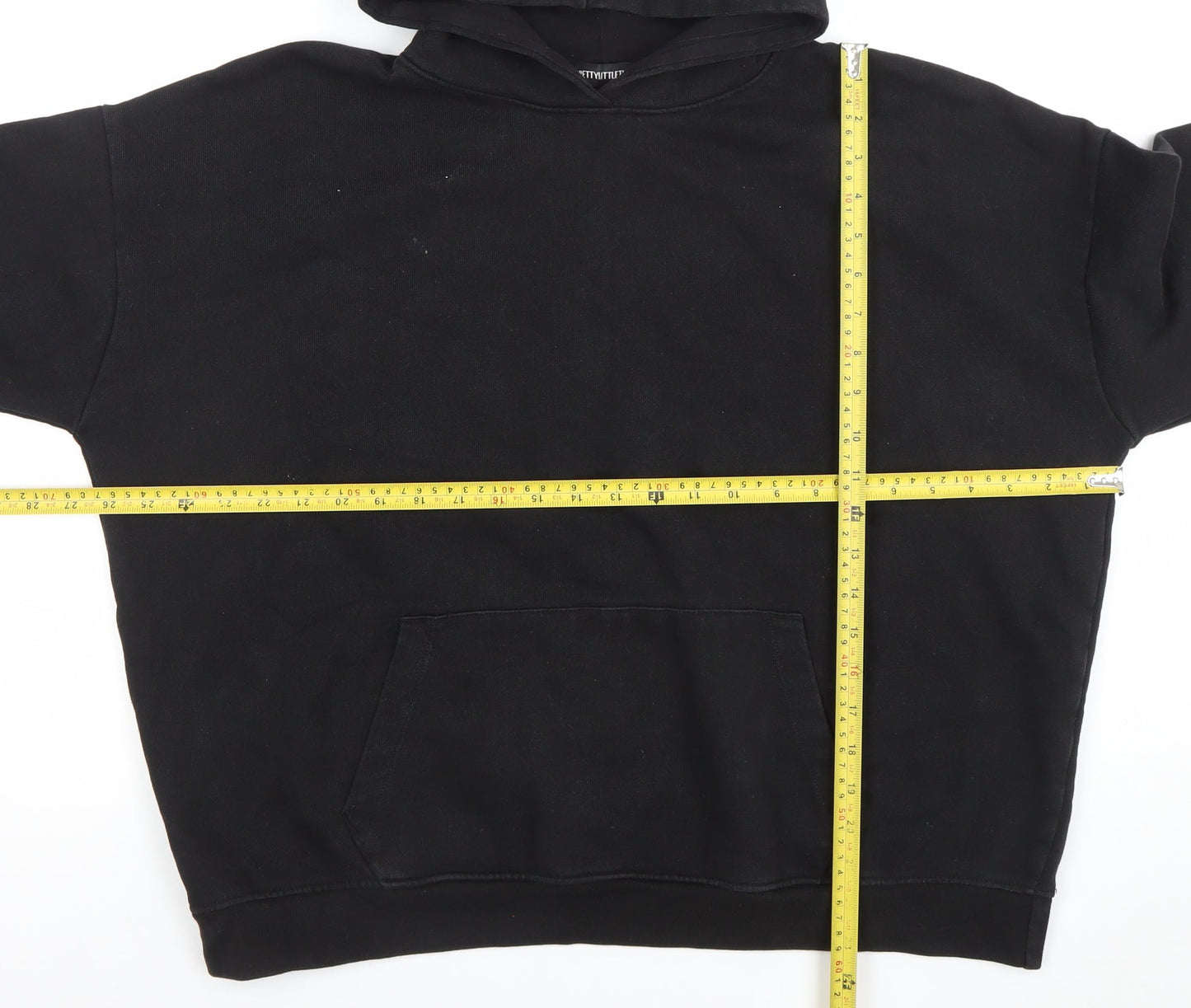 PrettyLittleThing Men's Black Pullover Hoodie M Sports Logo Fleece