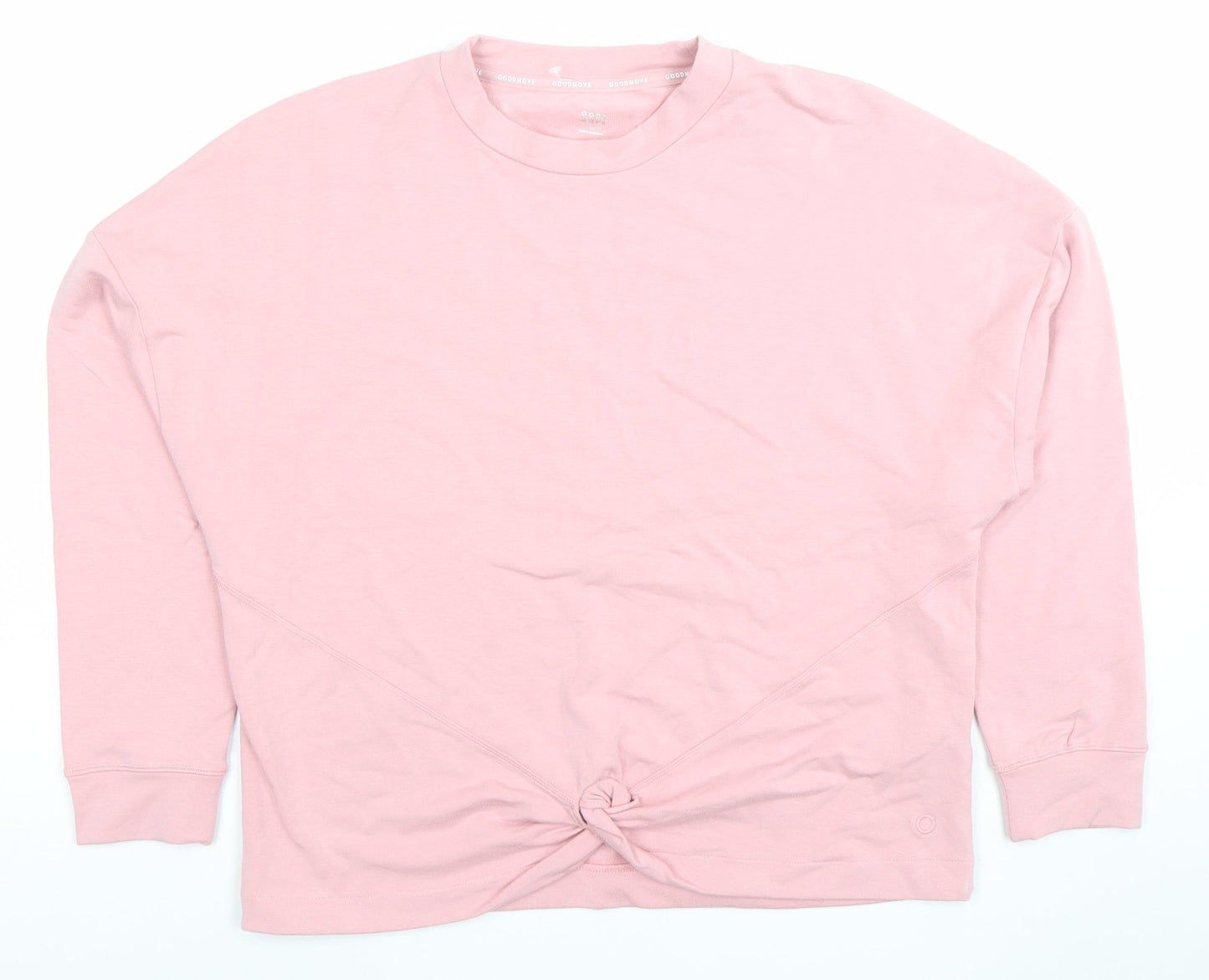 Goodmove Women Pink Crew Neck Long Sleeve Cotton Sweatshirt Size 10