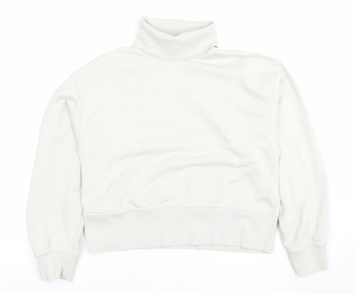 Zara Women Beige High Neck Pullover Sweatshirt Size S