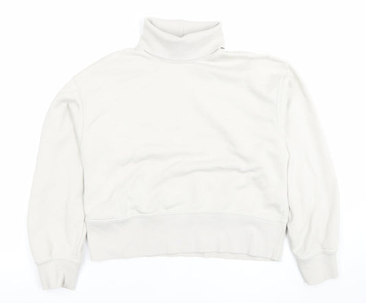 Zara Women Beige High Neck Pullover Sweatshirt Size S