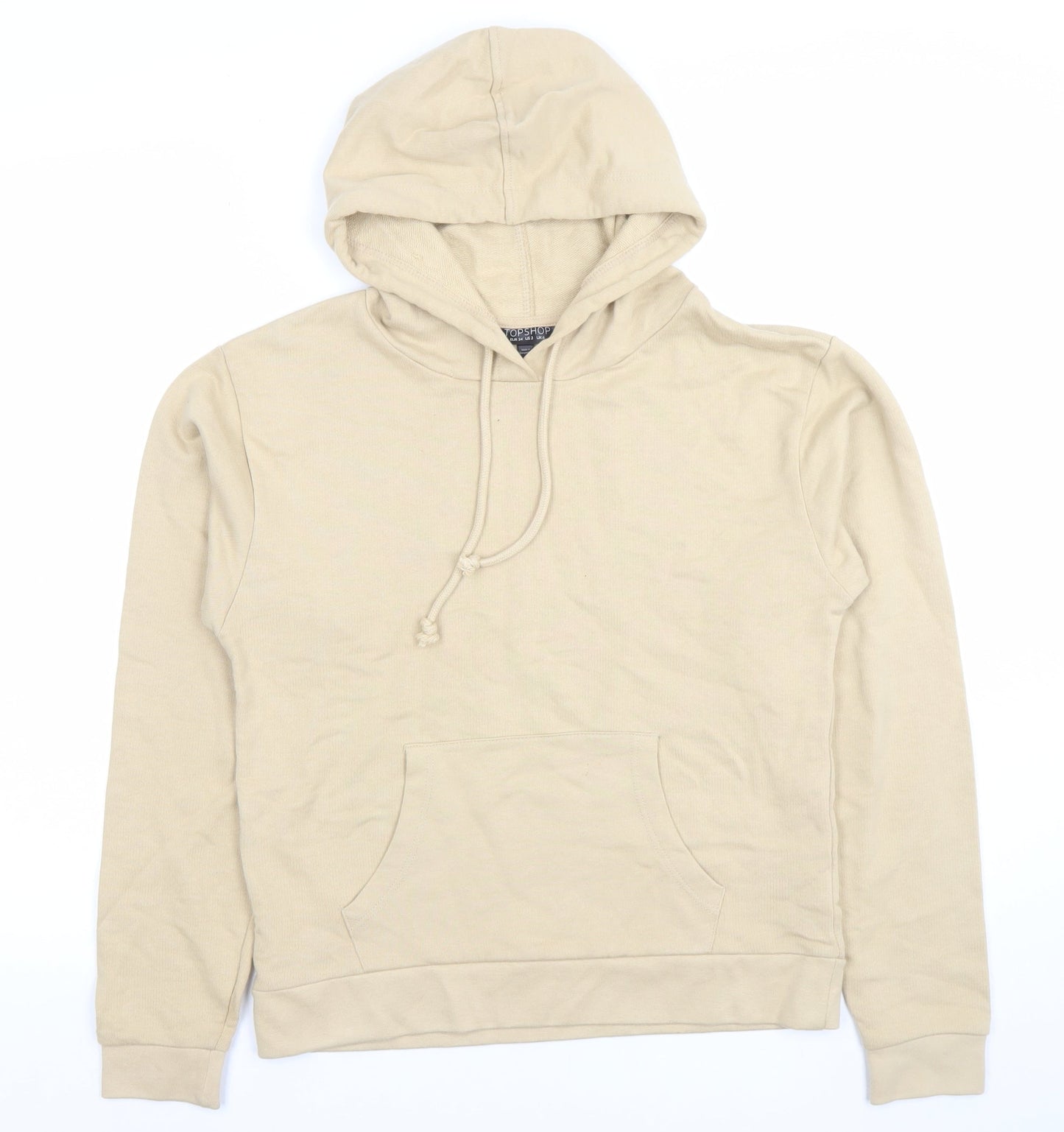 Topshop Women Beige Pullover Hoodie UK 6 Cotton Blend Casual