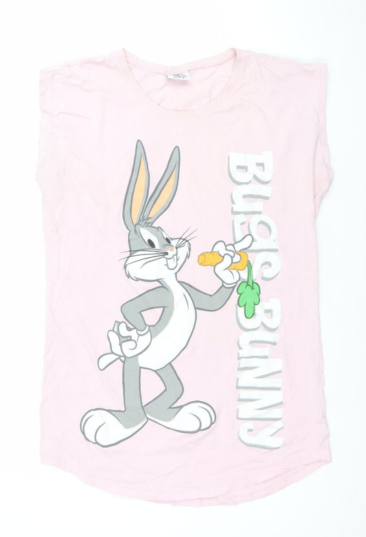 Looney Tunes Womens Pink Bugs Bunny Nightshirt Size 14-16