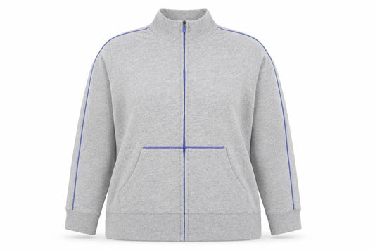 Front view of Tranquillo Woman Grey Full Zip Hoodie, size 18, Cotton Blend Casual