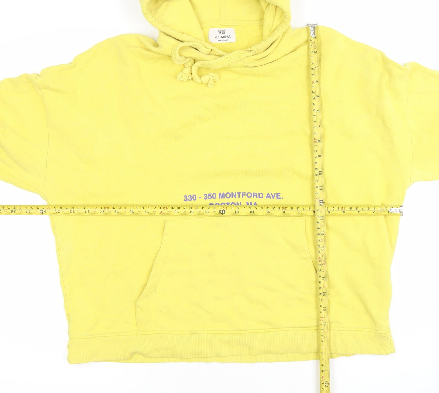 Pull&Bear Womens Yellow Cotton Pullover Hoodie Size 12 M