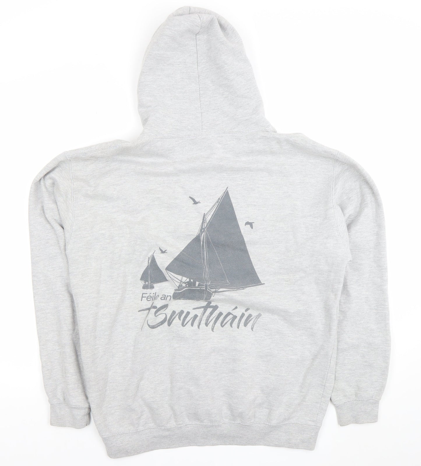 Just Hoods Men's Grey Nautical Graphic Pullover Hoodie L