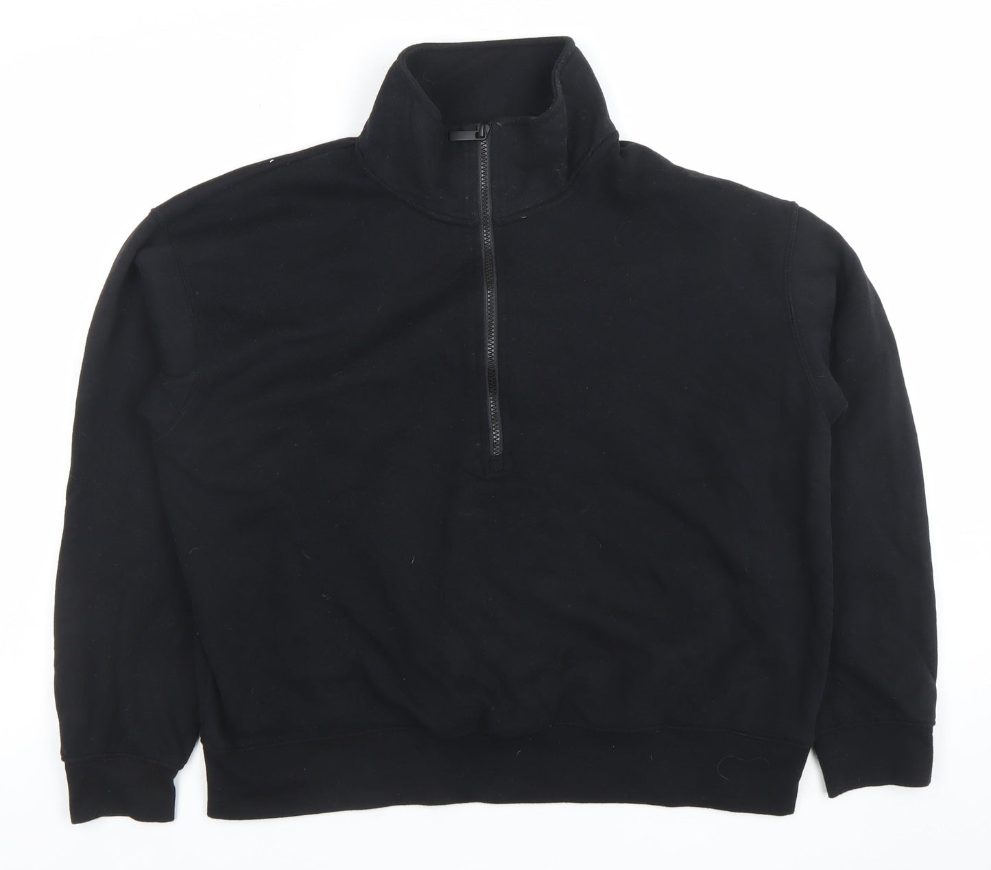 Dunnes Women Black 1/2 Zip Pullover Sweatshirt Size L Cotton Blend