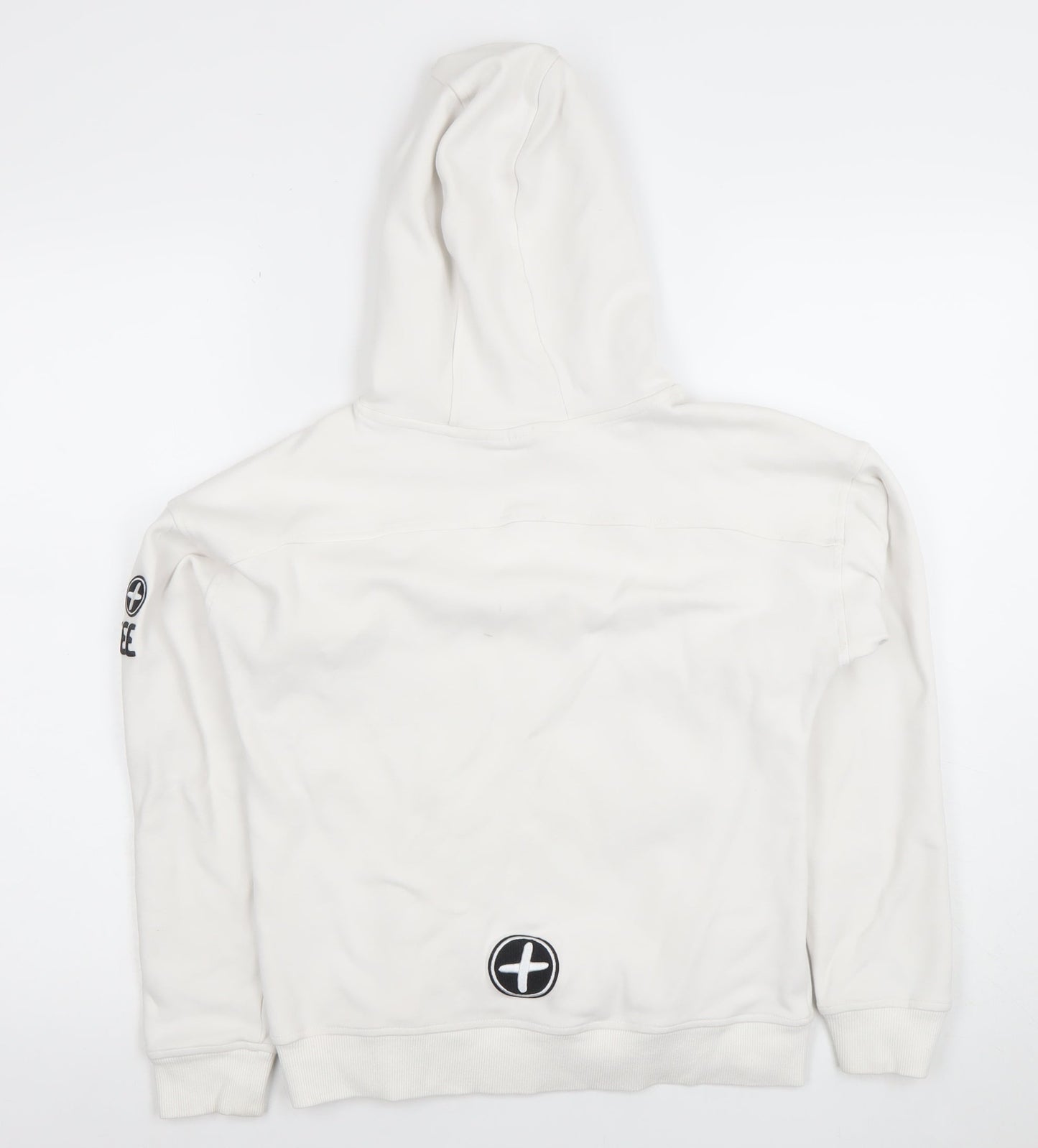 Gym+Coffee Women White Pullover Hoodie Size S Cotton Blend Athleisure
