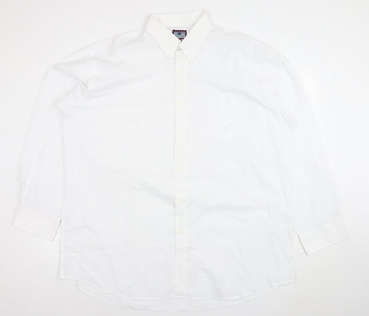 Roundtree & Yorke Men's White 46 Regular Fit Long Sleeve Dress Shirt