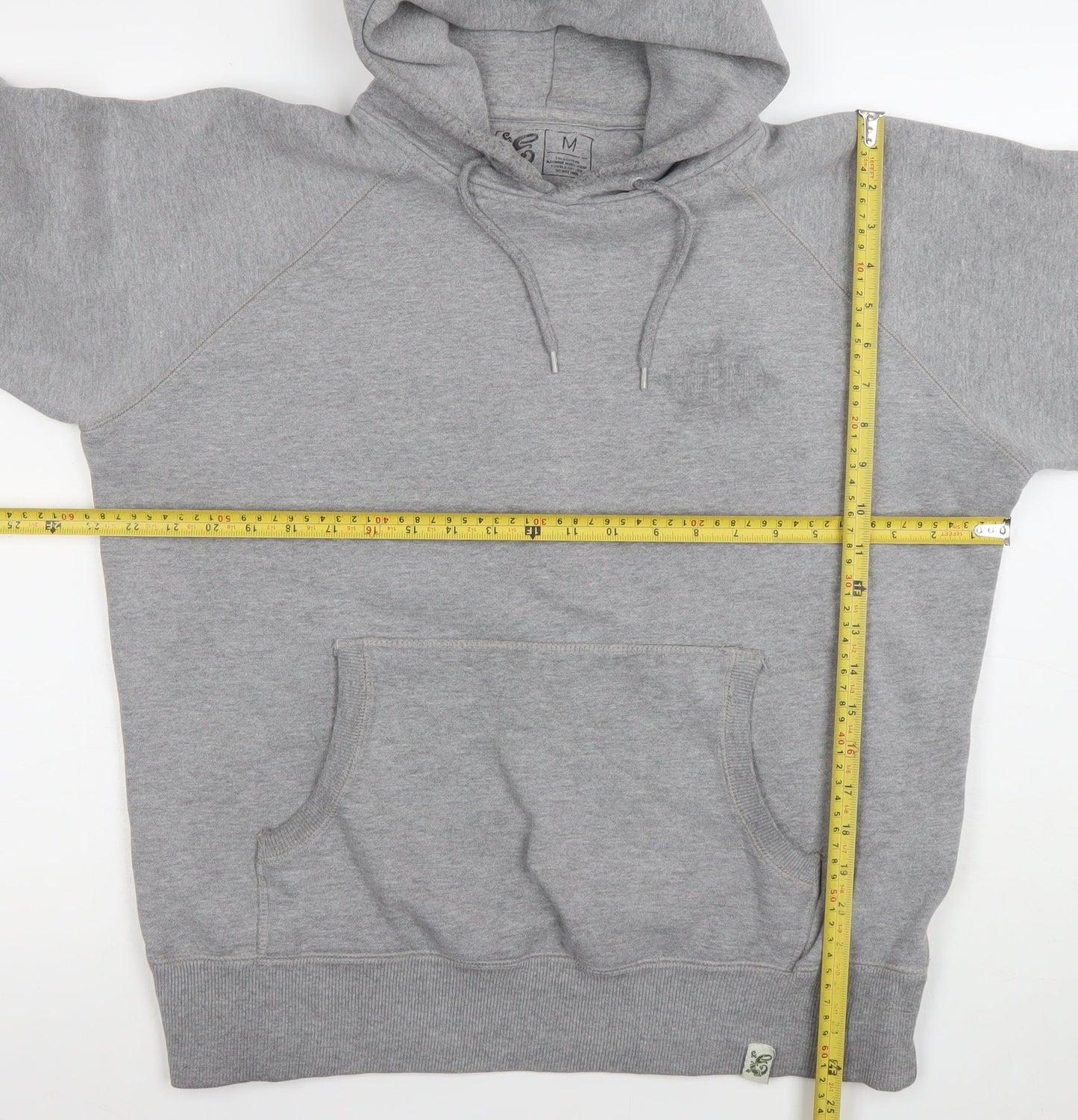 Men’s Grey Pullover Hoodie M Regular Fit Cotton Blend Graphic Print