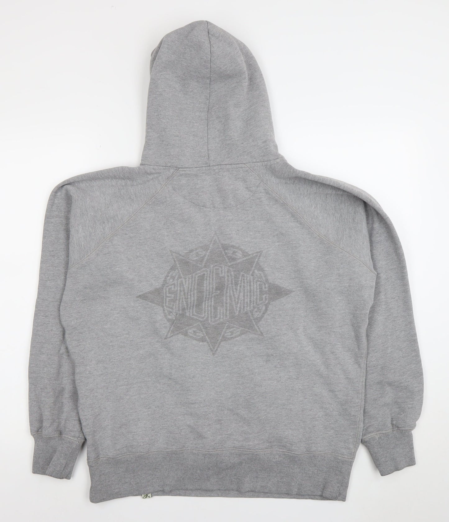 Men’s Grey Pullover Hoodie M Regular Fit Cotton Blend Graphic Print