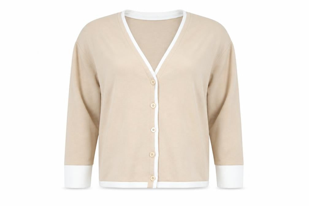 Paul Costelloe Living Women's Beige V-Neck Cardigan S