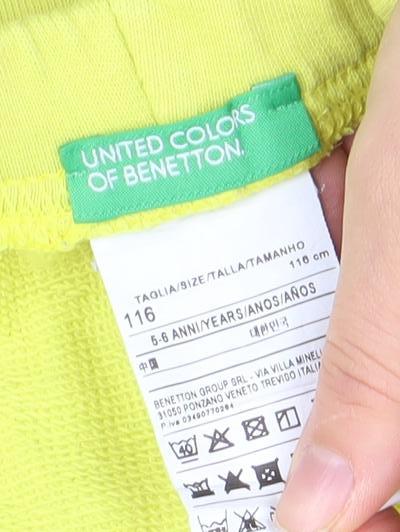 United Colors of Benetton Boys Yellow Athletic Jersey Shorts 6-8 Years