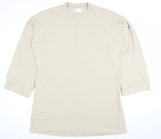 ASOS Women Beige 3/4 Sleeve Cotton Stretch T-Shirt Dress Size 14