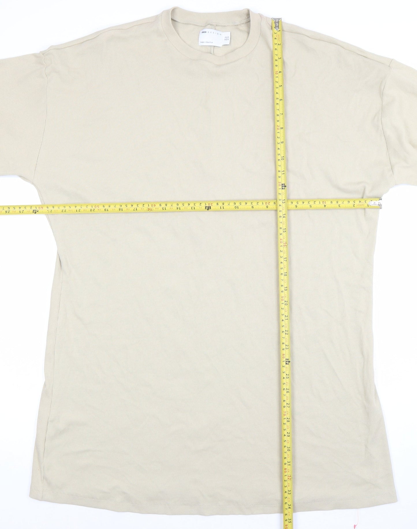 ASOS Women Beige 3/4 Sleeve Cotton Stretch T-Shirt Dress Size 14