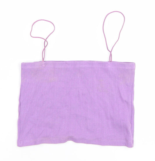 ZARA Women Purple Ribbed Camisole Tank Top Size L