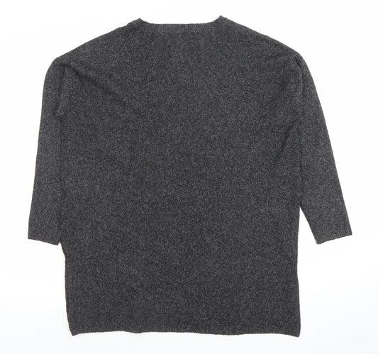 Vero Moda Women's Grey Relaxed Fit Alpaca Blend 3/4 Sleeve Jumper S
