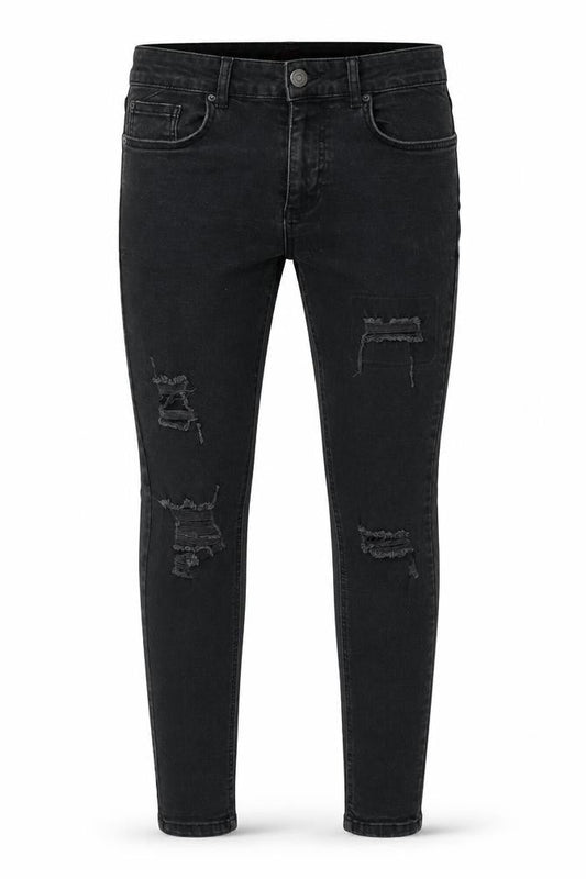 11 Degrees Men’s Black Distressed Skinny Jeans W32 Slim Fit