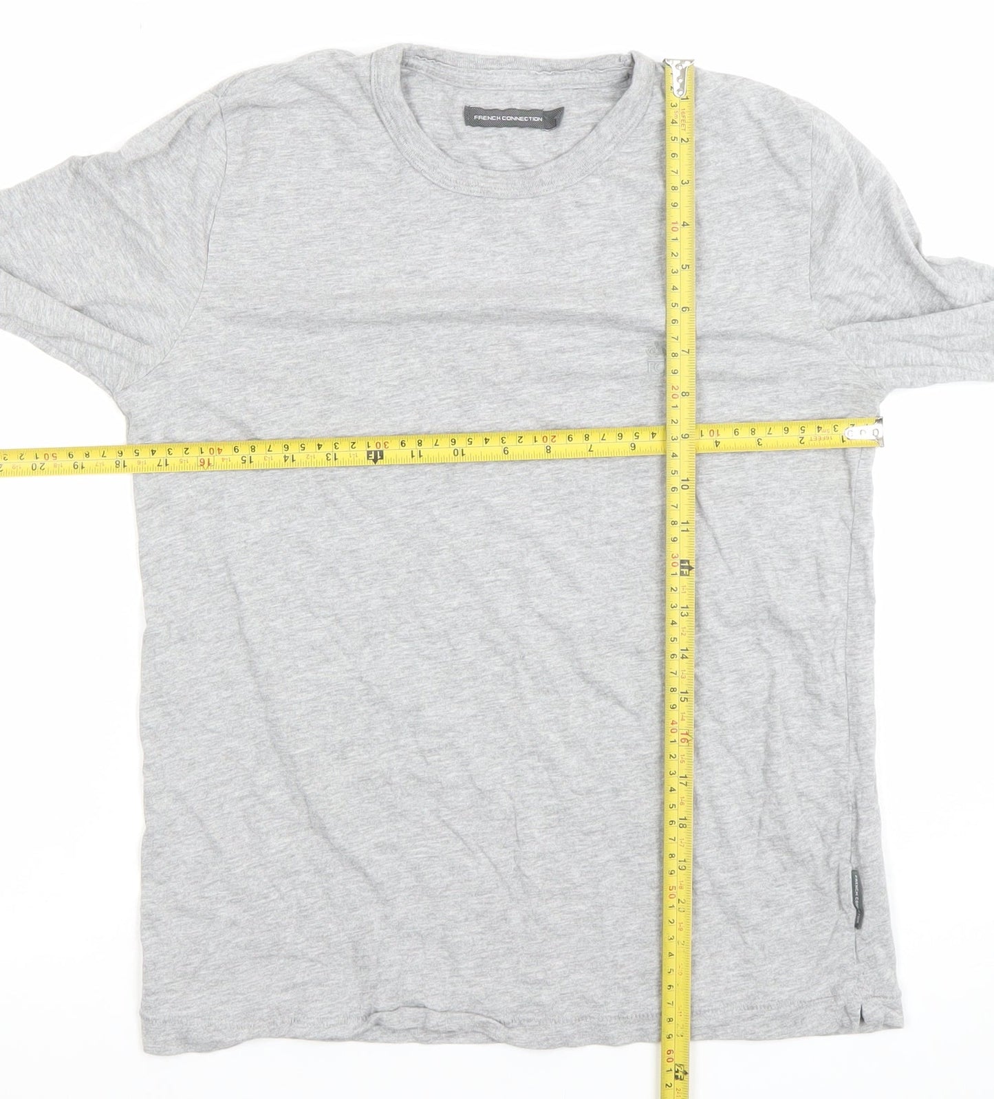 French Connection Men's Grey Long Sleeve Crew Neck T-Shirt Size M