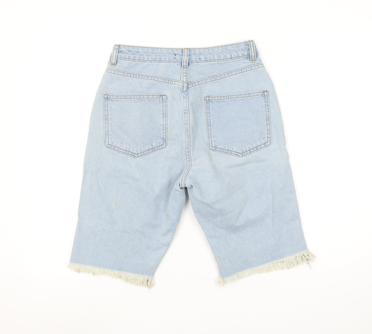 Motel Women’s Blue Distressed Denim Bermuda Shorts UK 8